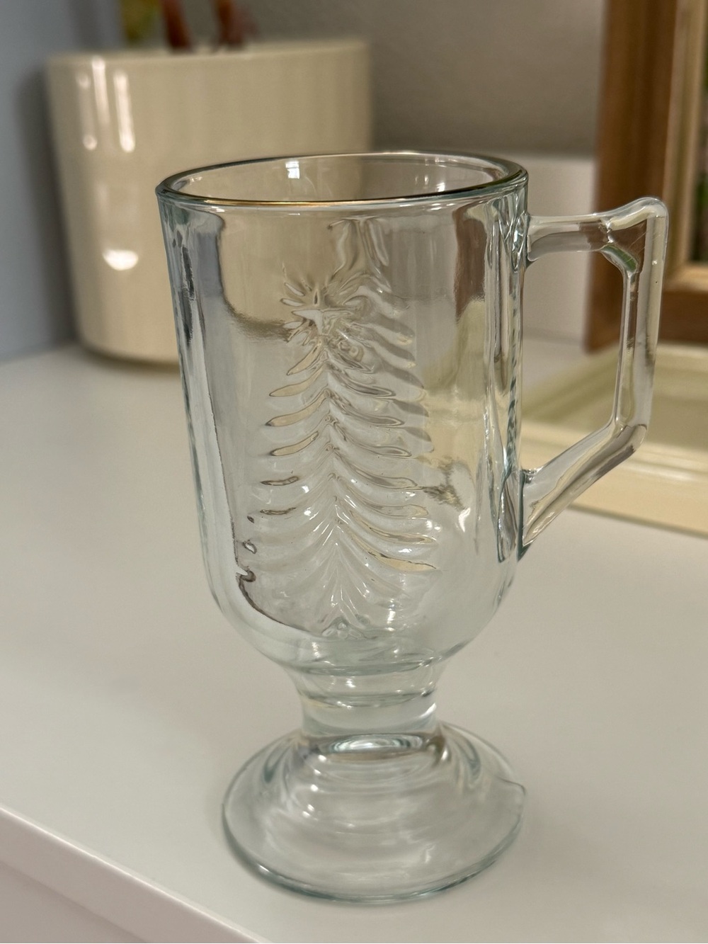 Indiana Glass Christmas Tree Irish Coffee Pedestal Mug